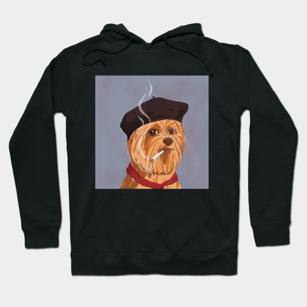 Smoking French Yorkshire terrier Hoodie by CharlotteLorge